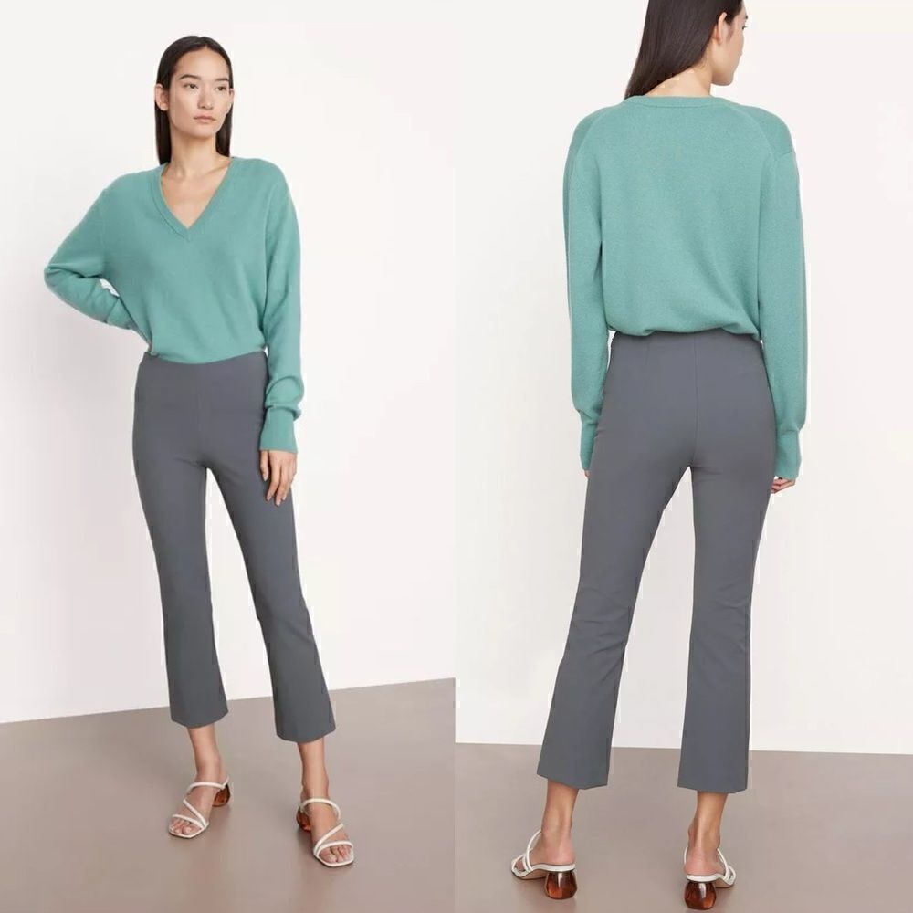 VINCE High-Waist Crop Flare Pant in grey